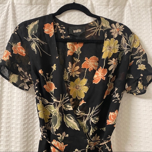 Reformation Black Floral Mini Dress - Picture 4 of 5